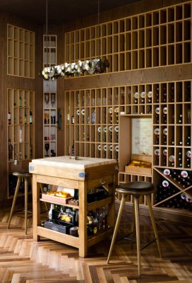 A photograph of a luxury wine cellar in a villa on the Palm Jumeriah, Dubai