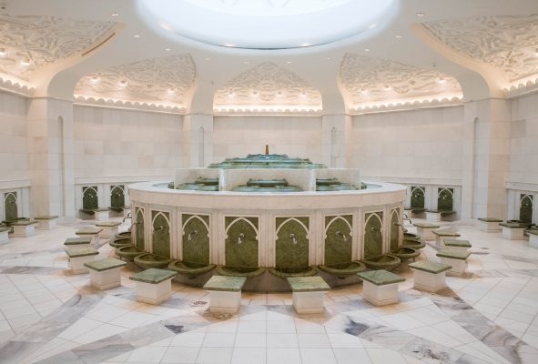 Interior Photography of the Abolution room of the Sheikh Zayed Mosque, Abu Dhabi