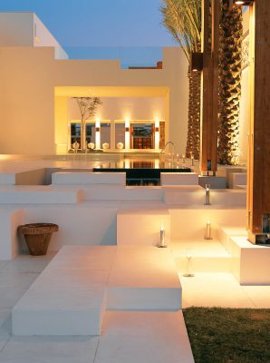 Exterior Photography of the seating and pool area of a villa in Emirates Hill, Dubai