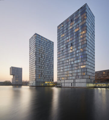 An architectural photograph of the Silverline and Side by Side 1 & 2 in Almere, The Netherlands by photographer Duncan Chard
